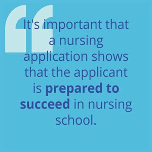 blue image with info on preparing to succeed in nursing school